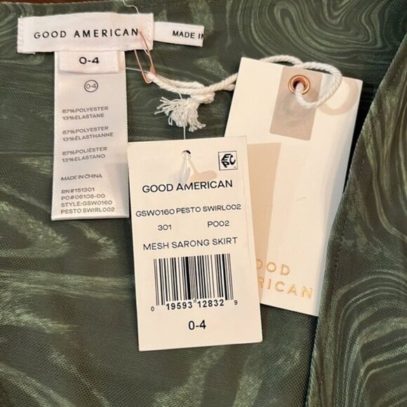 Good American Sarong Skirt Pesto Swirl Green Medium Beach Cover-Up Wrap - Picture 2 of 3